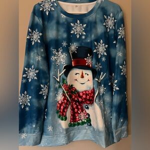 Women Christmas Snowman Snowscape Graphic Lightweight Sweatshirt - XL - NWOT